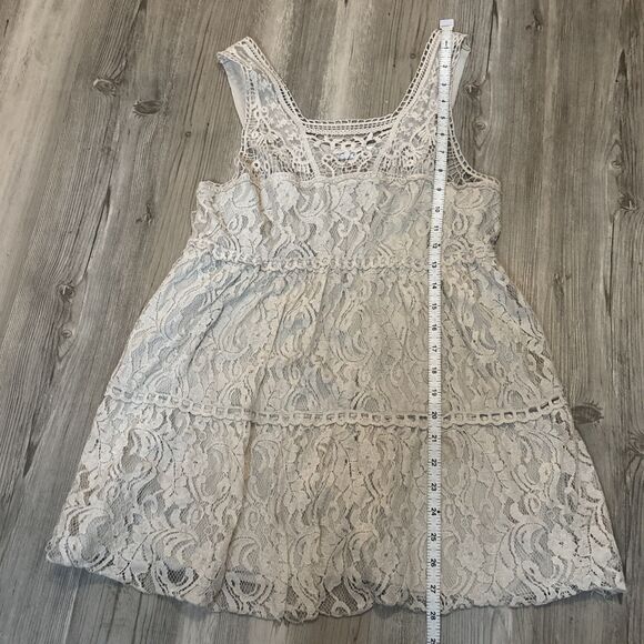 Cottagecore Ultra Pink Ivory Boho Fairycore Lace Cottage Chic Dress Large - Picture 7 of 10